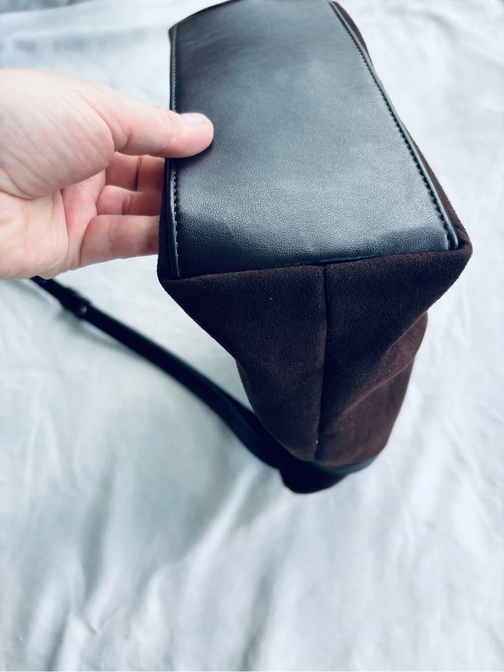 House of Harlow 1960 Brown Faux Suede Crossbody Shoulder Bucket Bag
